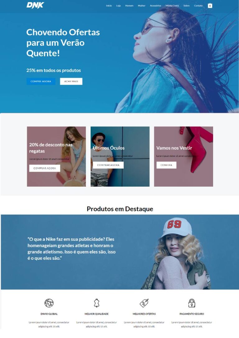 Exemplo de eCommerce de Vestuário