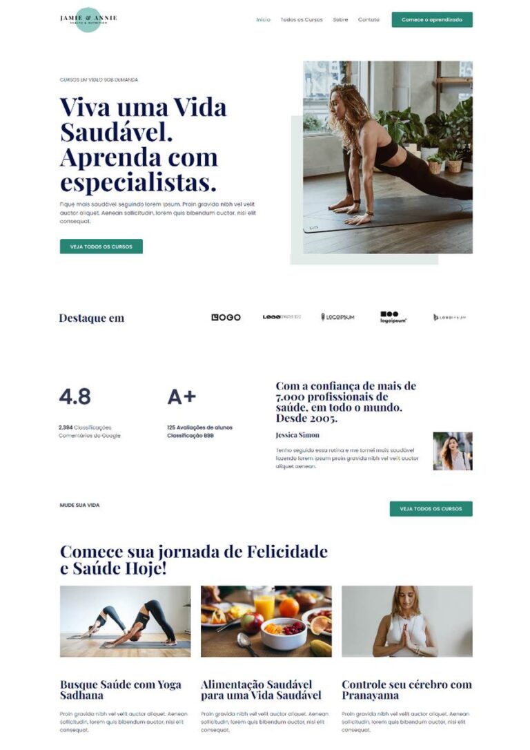 Ilustração de site de Saúde e Bem Estar