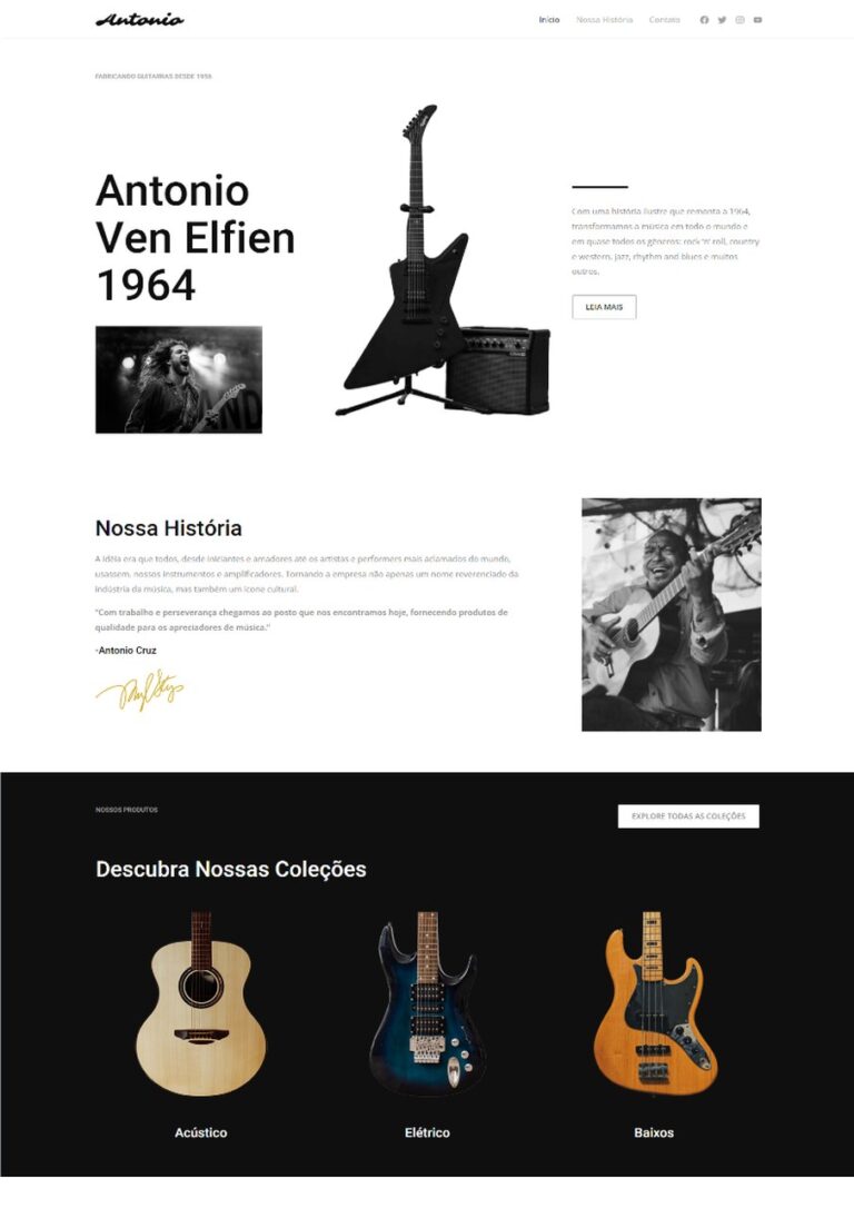 Exemplo de site de Instrumentos Musicais