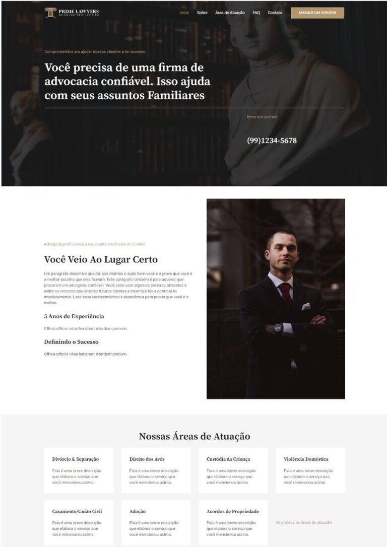 Exemplo de um site de Advocacia