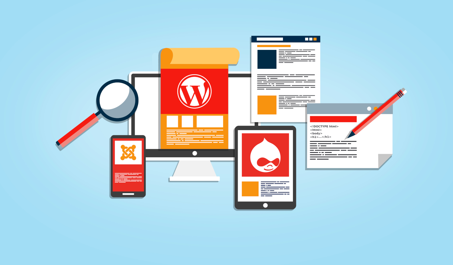 Ilustração representando um CMS